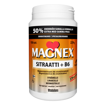 Magnex sitraatti 375 mg + B6  kampanjapakkaus 100 + 50 150 tabl