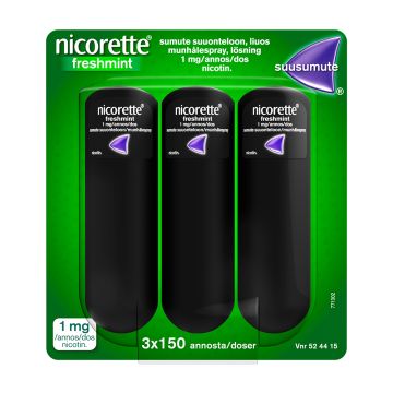 NICORETTE FRESHMINT sumute suuonteloon, liuos 1 mg/annos 3 x 150 annosta