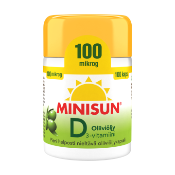 Minisun D-vitamiini Oliiviöljy 100 mikrog 100 kaps