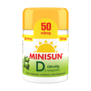 Minisun D-vitamiini Oliiviöljy 50 mikrog 150 kaps