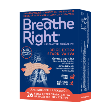 Breathe Right nenäteippi Beige Extra Vahva tiskiteline 4x26 kpl