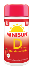 Minisun D-vitamiini Metsämansikka 50 mikrog 200 tabl