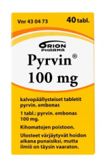 PYRVIN 100 mg tabl, kalvopääll 40 kpl